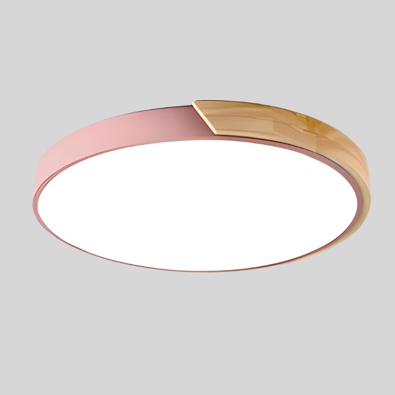 Lampada da soffitto in legno nordico a forma di macaron per spazi moderni