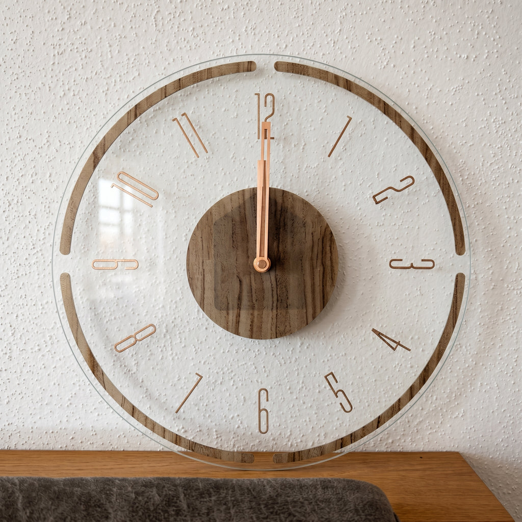 Orologio da parete nordico con design aperto e dettaglio in legno