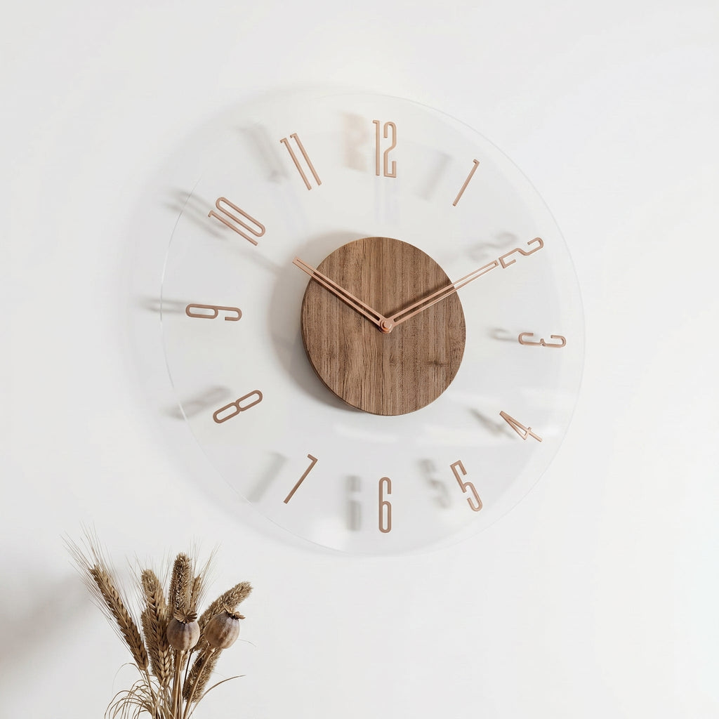 Orologio da parete nordico con design aperto e dettaglio in legno