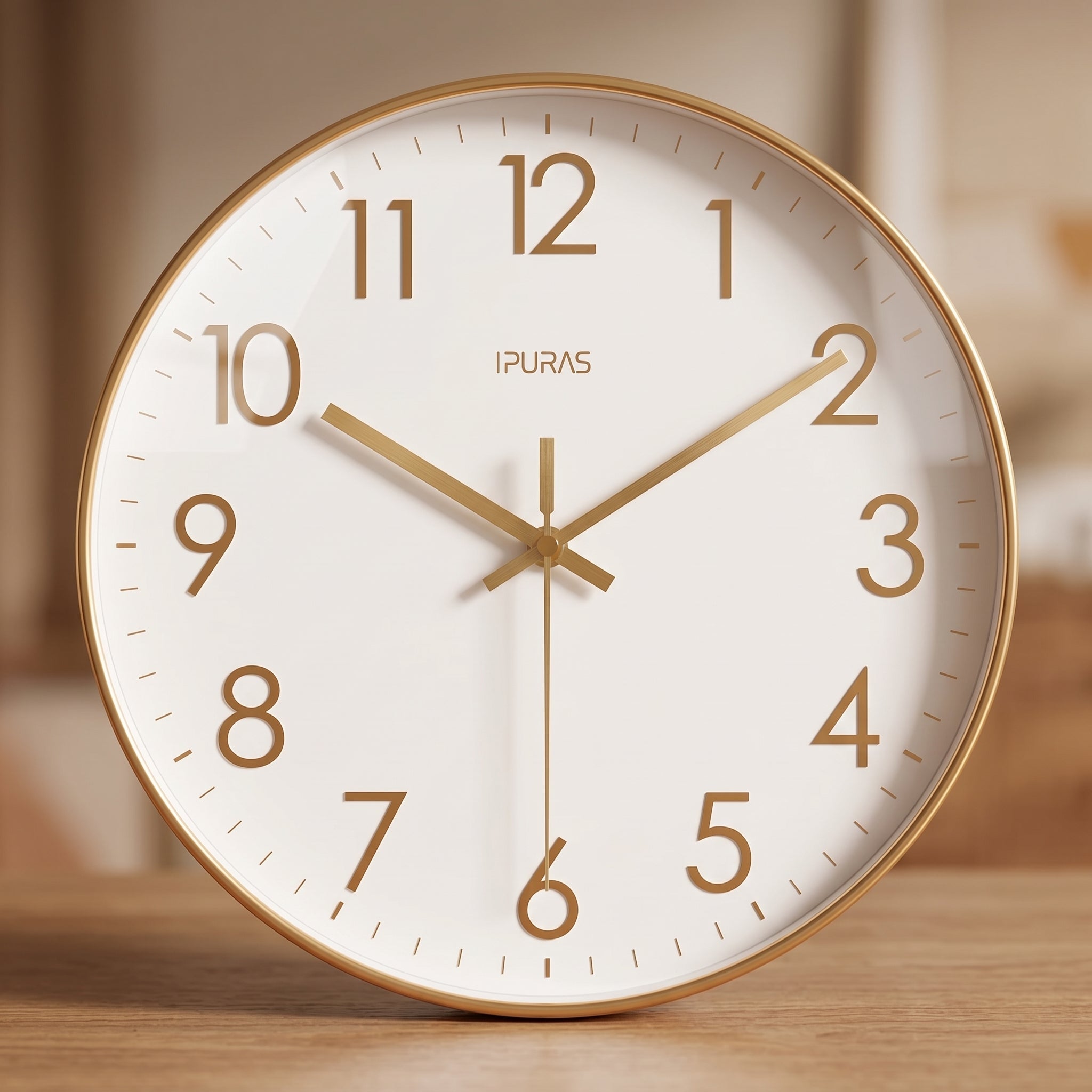 Orologio da parete nordico con grandi cifre e meccanismo silenzioso