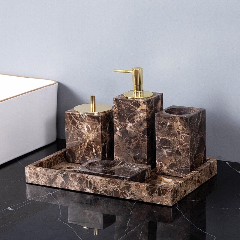 OBSIDORA – Collezione di Accessori per Bagno in Marmo Scuro di Lusso