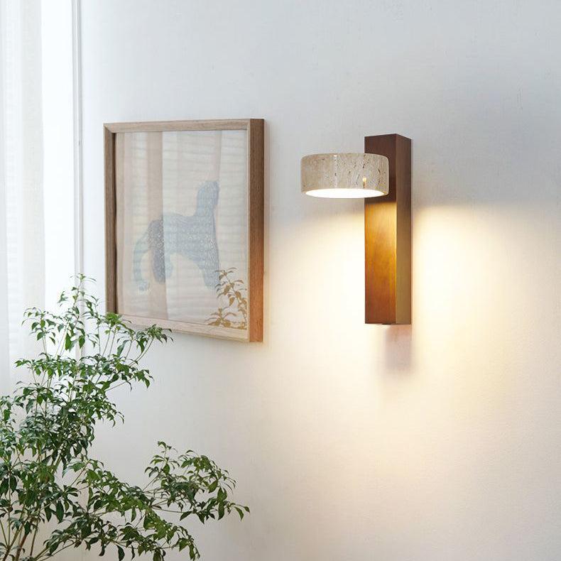 Wabi Sabi Off-white Travertine Wall Lamp with LED Light