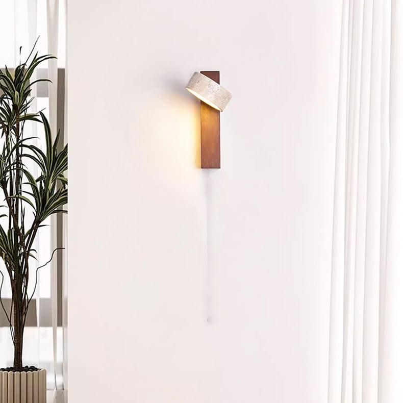 Wabi Sabi Off-white Travertine Wall Lamp with LED Light