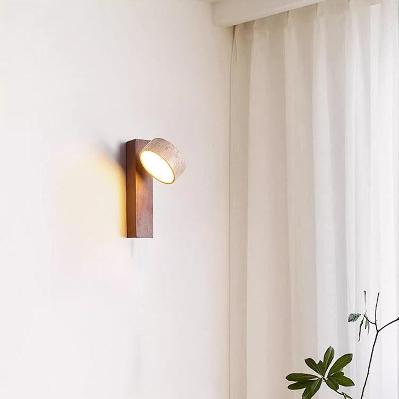 Wabi Sabi Off-white Travertine Wall Lamp with LED Light