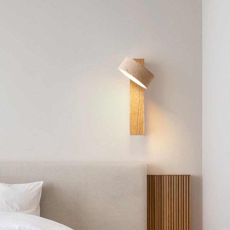 Wabi Sabi Off-white Travertine Wall Lamp with LED Light