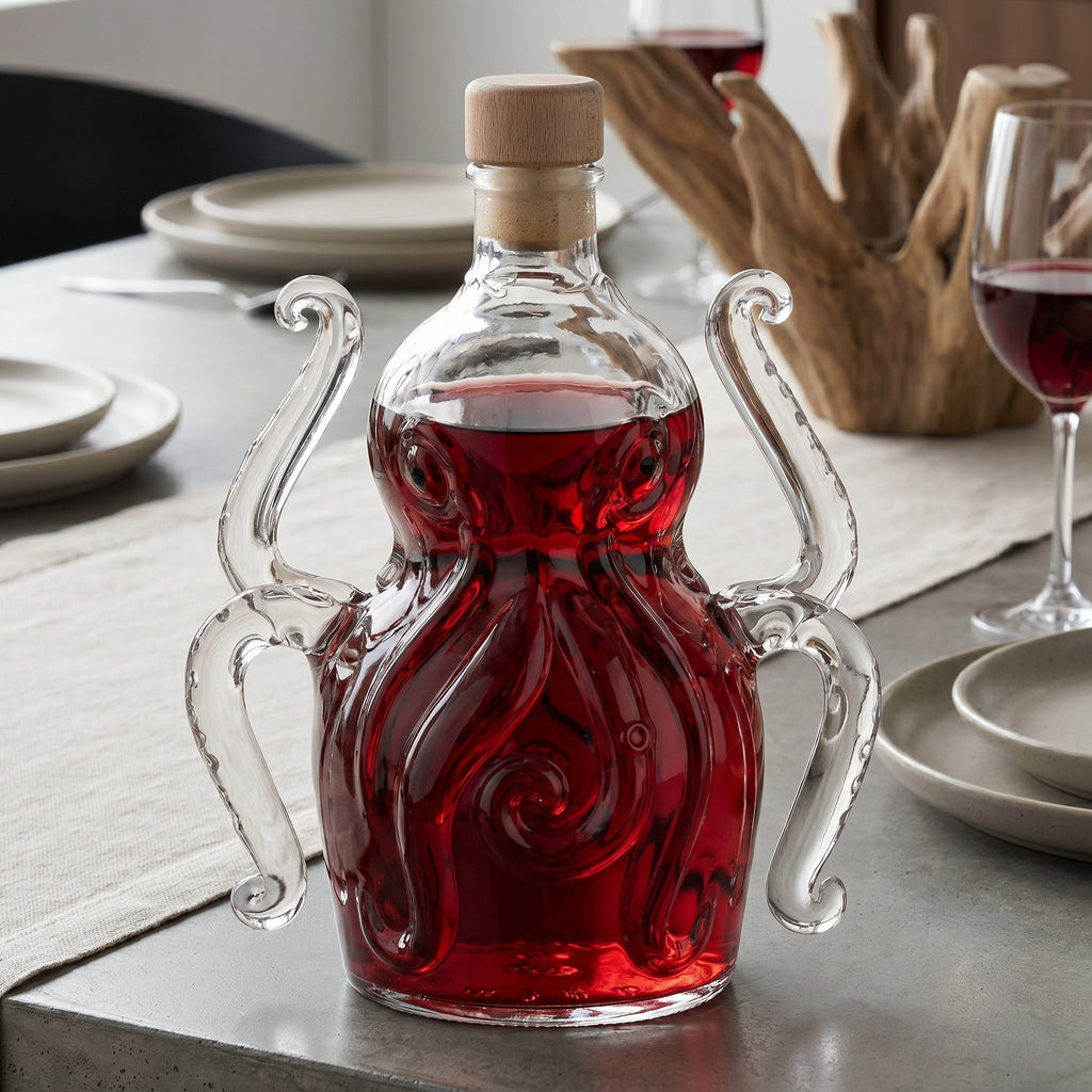 Caraffa da vino a forma di polpo in vetro borosilicato