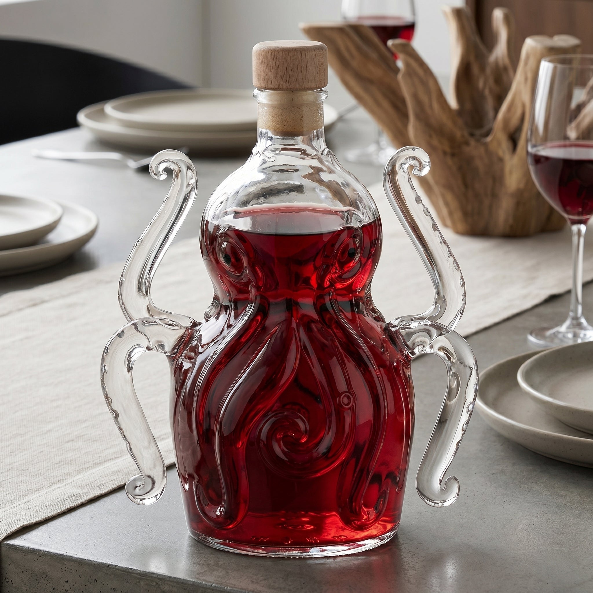 Caraffa da vino a forma di polpo in vetro borosilicato