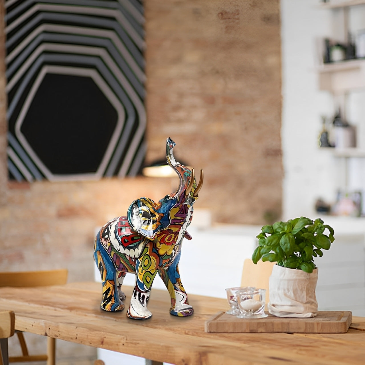 Statua Astratta di Elefante - Oggetto d'Arte Fatto a Mano con Simbolo di Fortuna