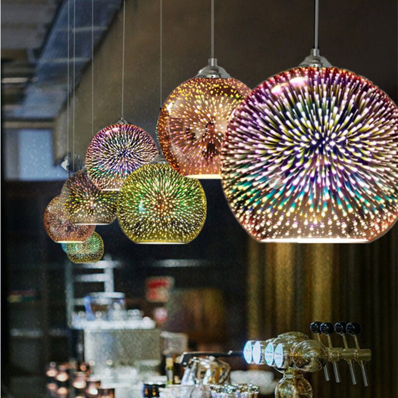 Lampada a sospensione con effetto fuochi d'artificio 3D