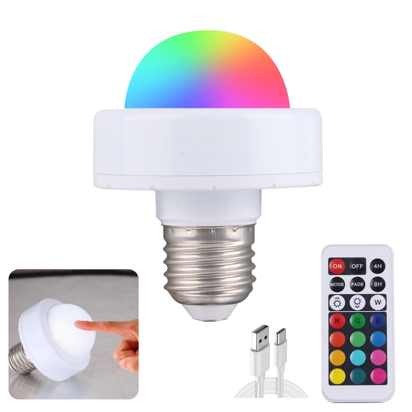 RoyaleGlow lampadina LED ricaricabile - telecomando, attivazione touch, multicolore