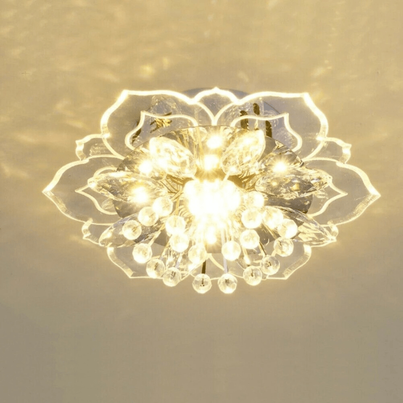 Lampada da soffitto in cristallo LED FloralGlow – Design floreale elegante