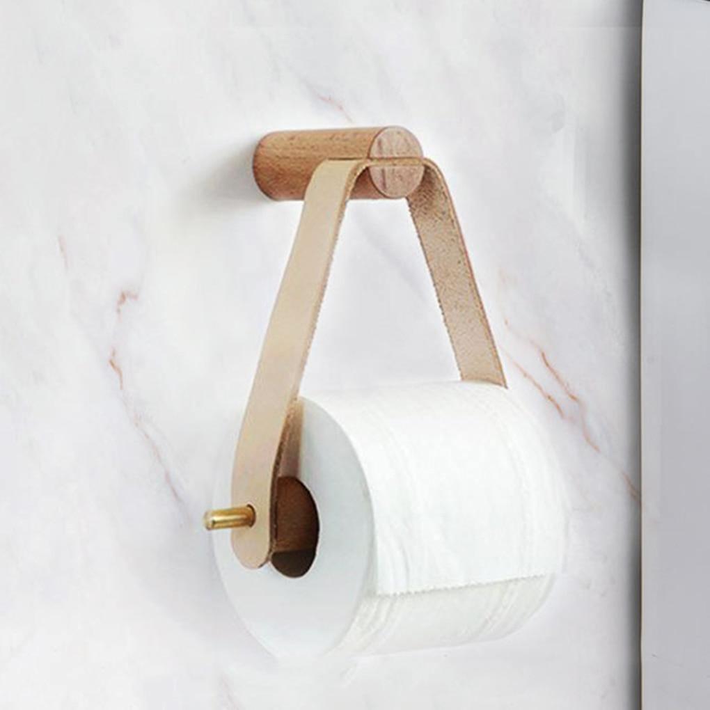 Porta Carta Igienica di Alta Qualità | Rovere e Pelle Sintetica | Design Minimalista per il Bagno