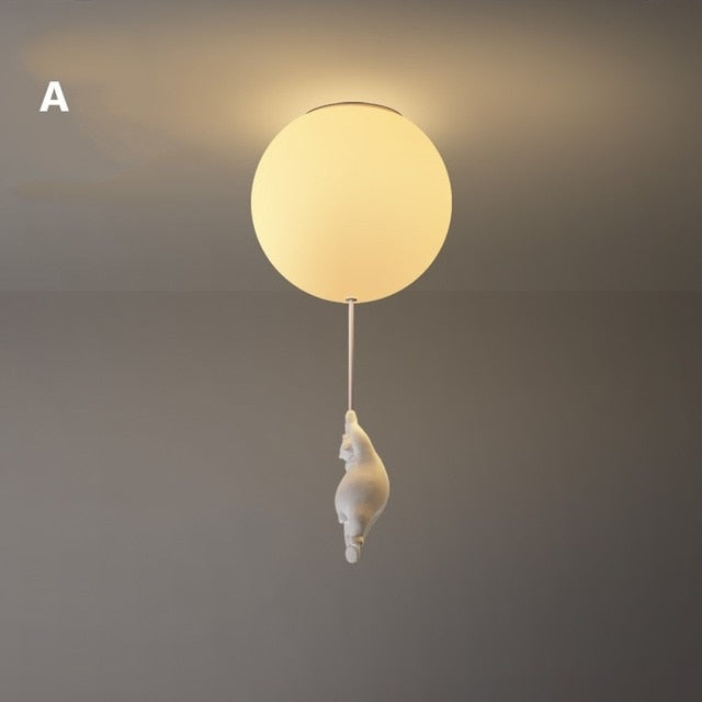 Lampada da soffitto giocosa con orsi e luci a palloncino per cameretta