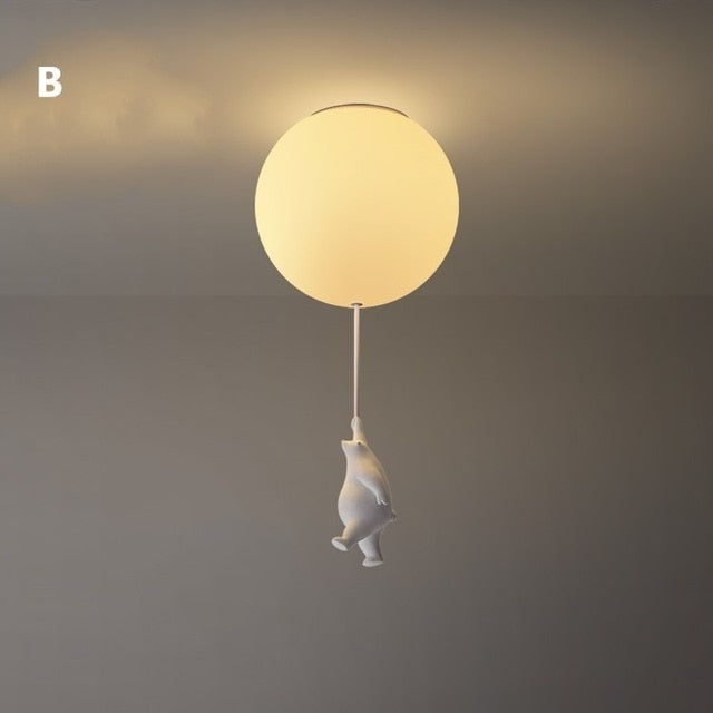 Lampada da soffitto giocosa con orsi e luci a palloncino per cameretta