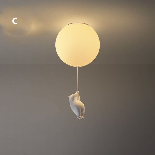 Lampada da soffitto giocosa con orsi e luci a palloncino per cameretta