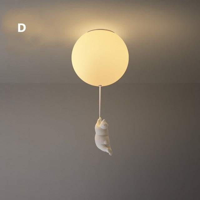 Lampada da soffitto giocosa con orsi e luci a palloncino per cameretta