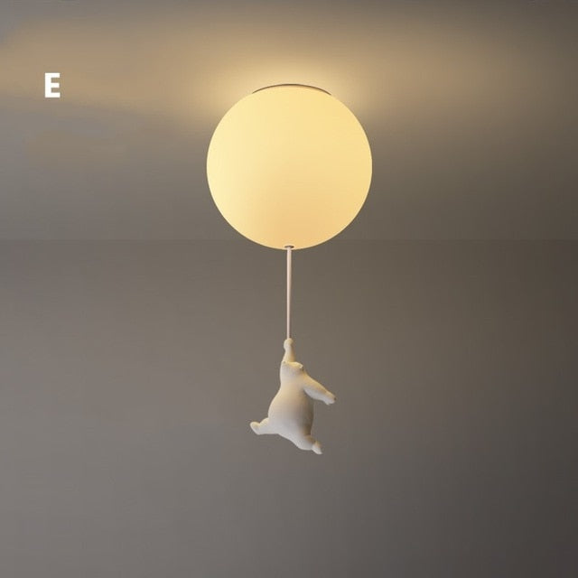 Lampada da soffitto giocosa con orsi e luci a palloncino per cameretta