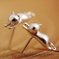 Orecchini a bottone in argento sterling a forma di gatto