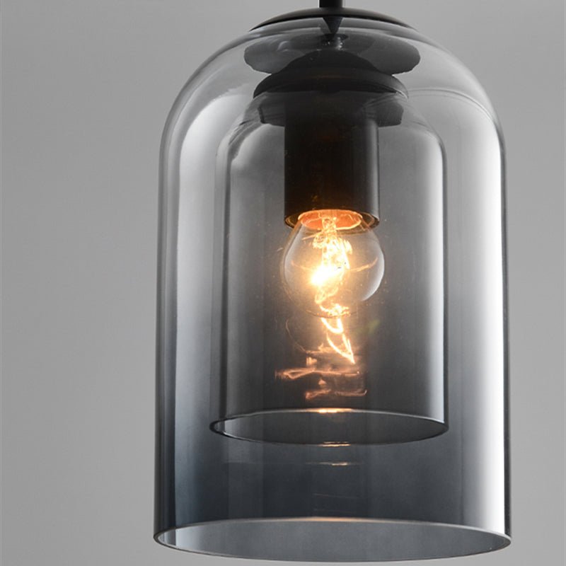 Lampada a Sospensione Mica Mid-Century – Ombrello in Vetro Doppio con Finiture in Ferro
