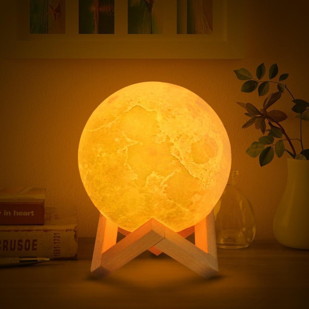 Lampada LED notturna ricaricabile wireless a doppio colore a forma di luna piena