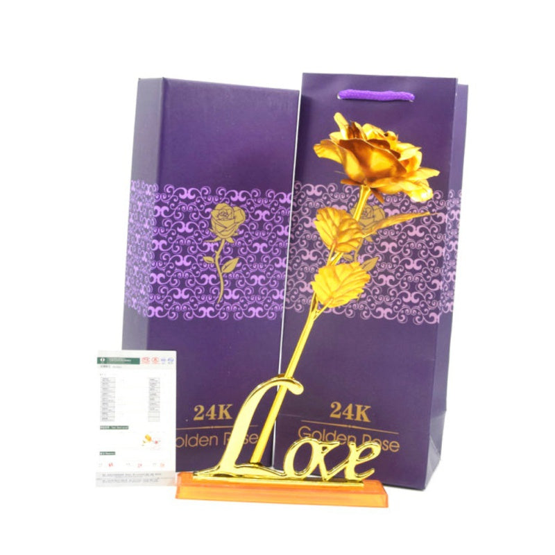 Rosa placcata in oro 24k | Inclusa certificato e lussuosa scatola regalo