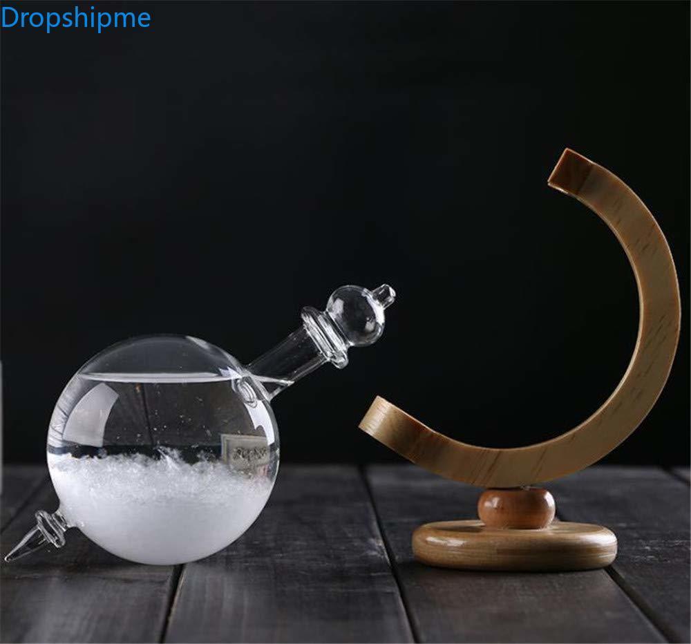 Bottiglia di Vetro Predittivo del Tempo con Base in Legno