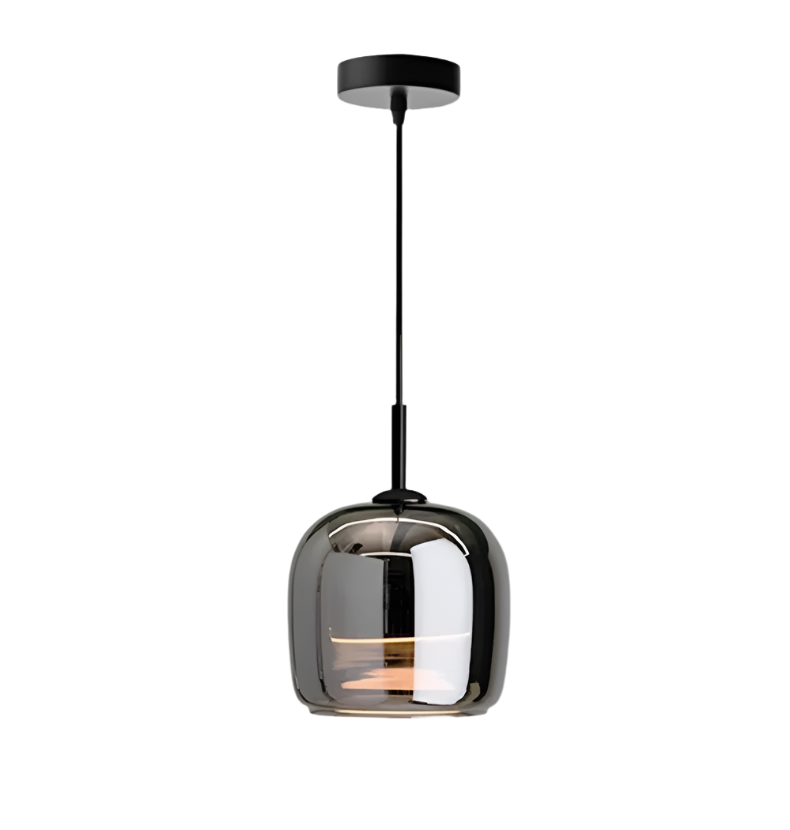 Lampada a Sospensione in Vetro Nero Nordico con LED