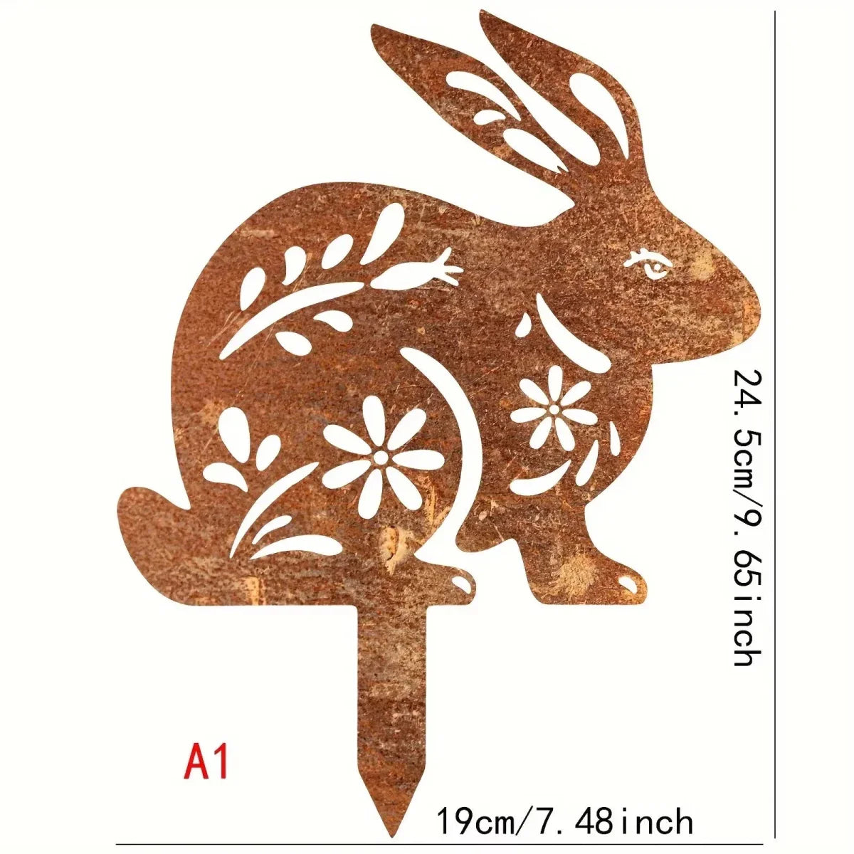 RABBITRAIL – Paletto da Giardino in Metallo Rustico a Forma di Coniglio per Decorazioni Esterne in Stile Country