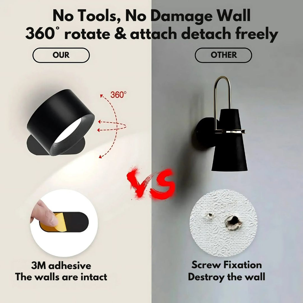 Versatile Rechargeable 360° Rotating Wall Light