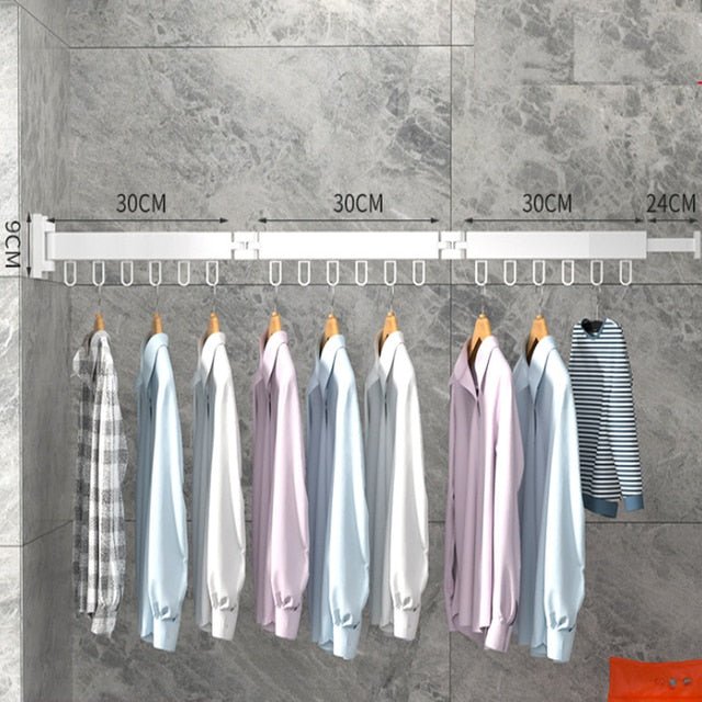 Stendino a Muro Estensibile per Abbigliamento con Design Salvaspazio e Robusto
