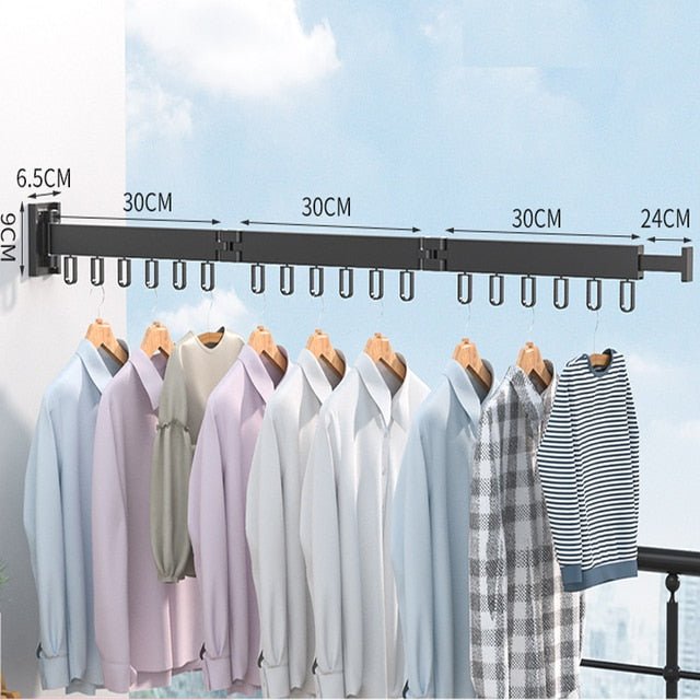Stendino a Muro Estensibile per Abbigliamento con Design Salvaspazio e Robusto