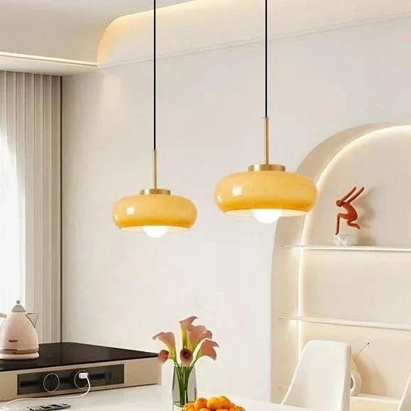 Lampadario Moderno in Rame e Vetro