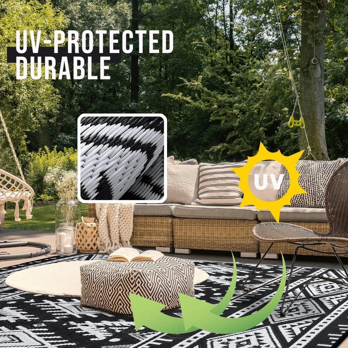 REVERSIC – Tappeto in plastica reversibile, impermeabile e durevole per esterni, ideale per patio e picnic