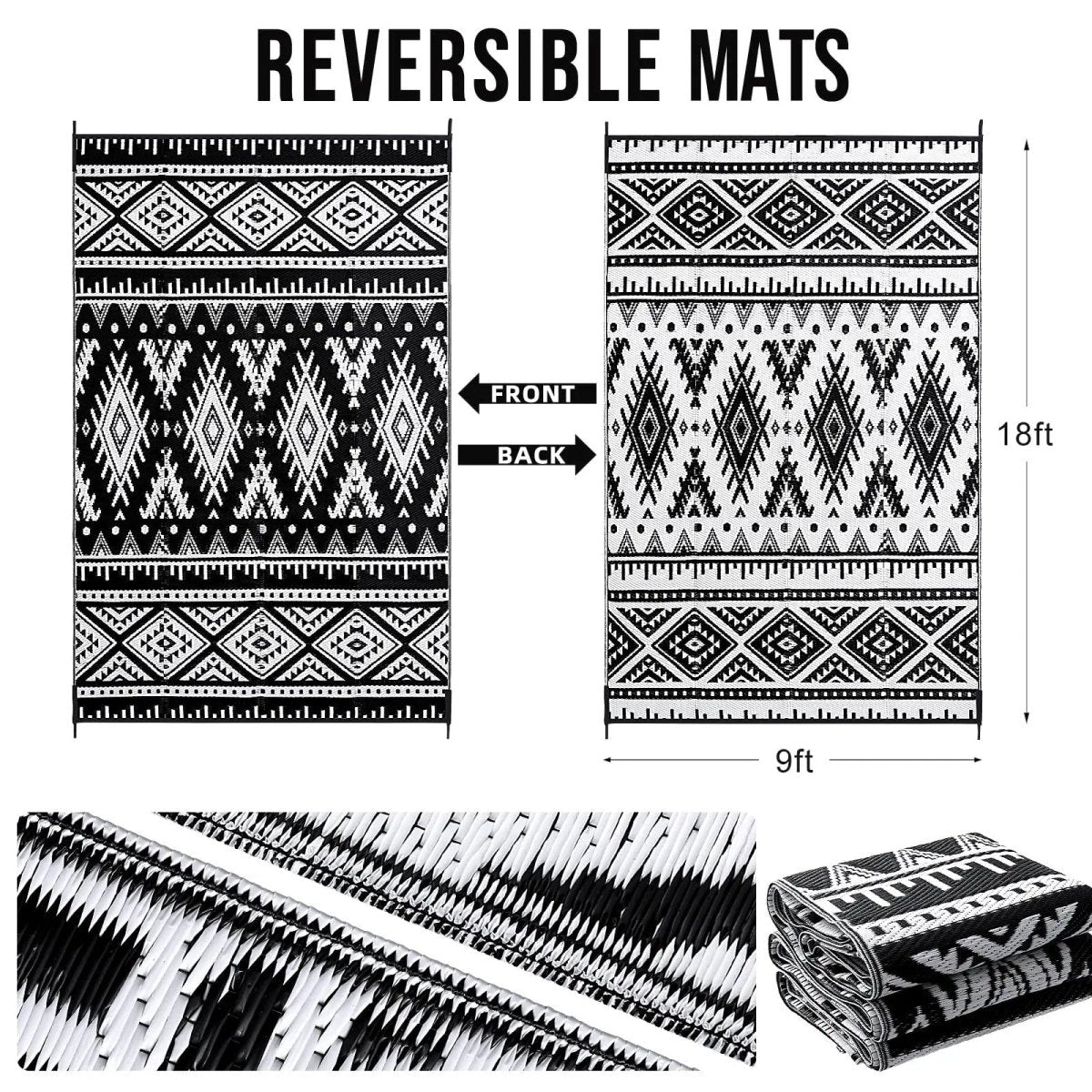 REVERSIC – Tappeto in plastica reversibile, impermeabile e durevole per esterni, ideale per patio e picnic