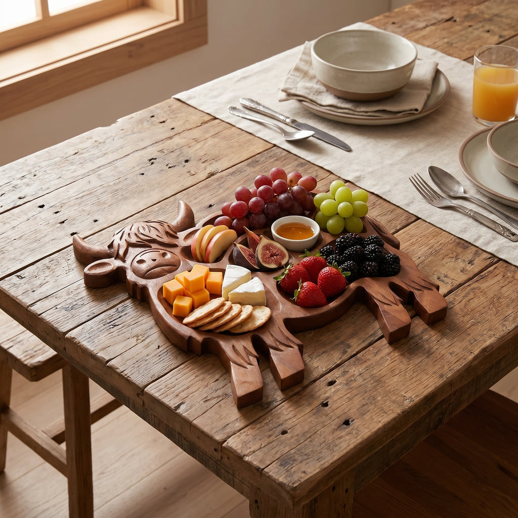 Tagliere Rustico a Forma di Mucca delle Highlands