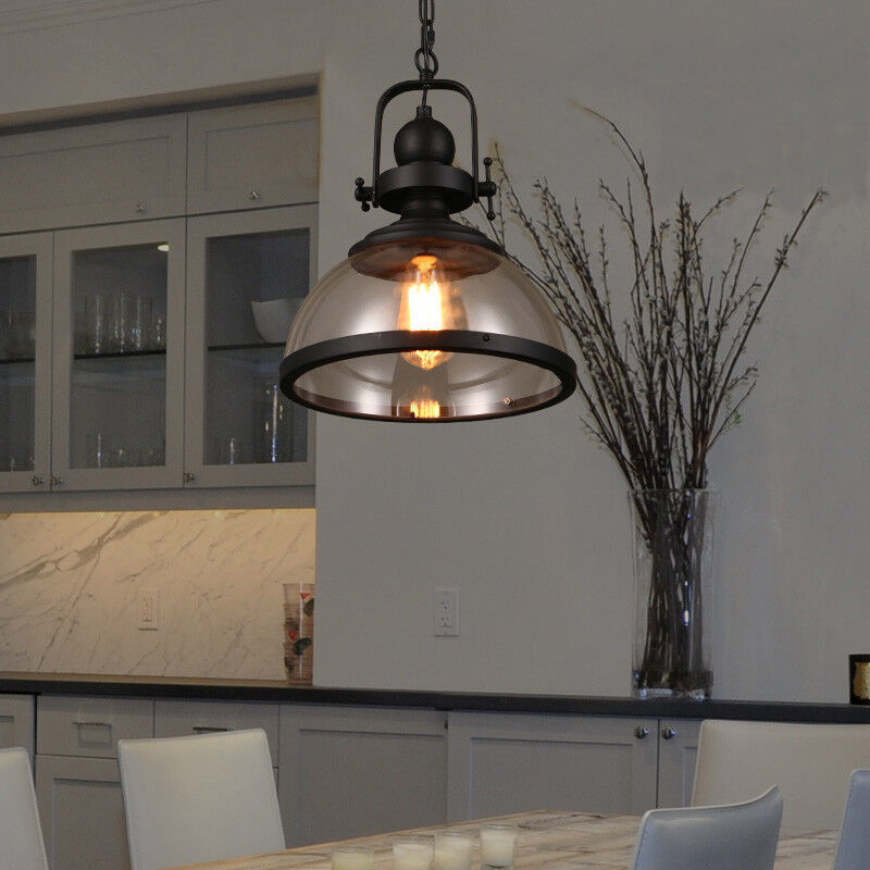 Lampade a Sospensione Retro Industriale in Vetro Antico