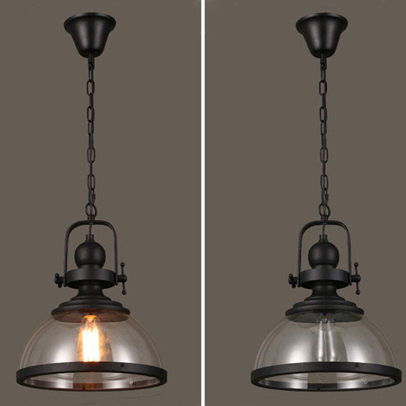 Lampade a Sospensione Retro Industriale in Vetro Antico