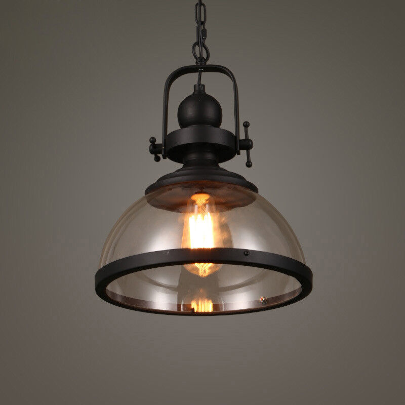 Lampade a Sospensione Retro Industriale in Vetro Antico