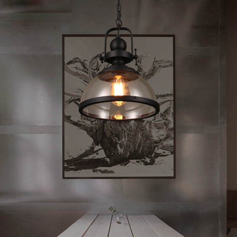 Lampade a Sospensione Retro Industriale in Vetro Antico