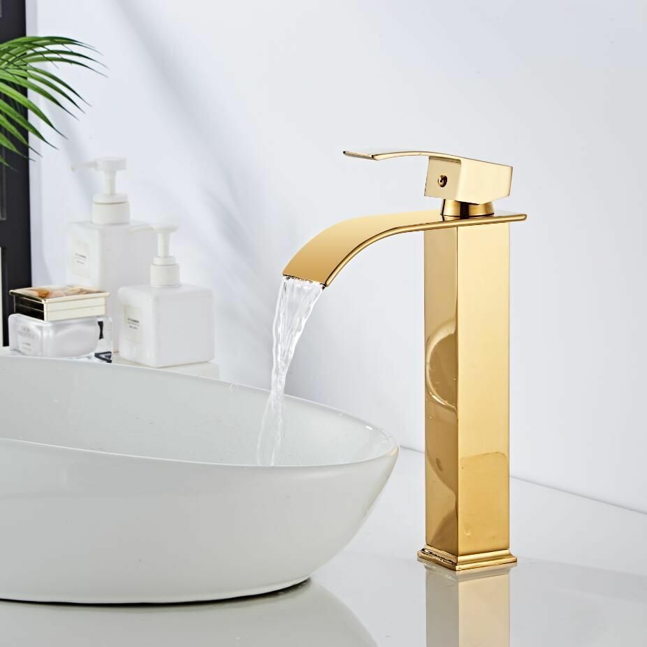 Rubinetto lavabo a cascata in ottone, miscelatore lavabo