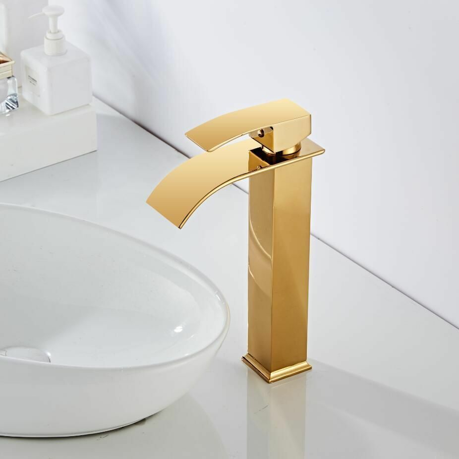 Rubinetto lavabo a cascata in ottone, miscelatore lavabo