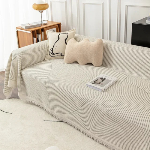 Scandinavian Sofa Throw Blanket with Tassel Edge