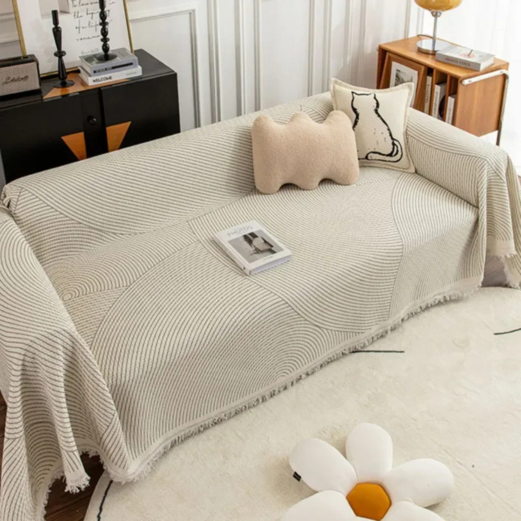 Scandinavian Sofa Throw Blanket with Tassel Edge