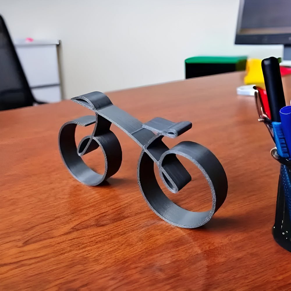 Valorelle | Scultura Ciclista in Metallo Grafico di Colore Nero Opaco per Decorazione di Scrivania, Mensola e Soggiorno