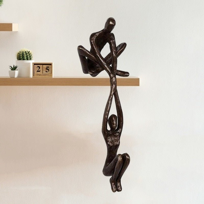 Ravik | Scultura a Doppio Cuore in Resina Polystone Matta Color Avorio per Console, Mensola e Comodino
