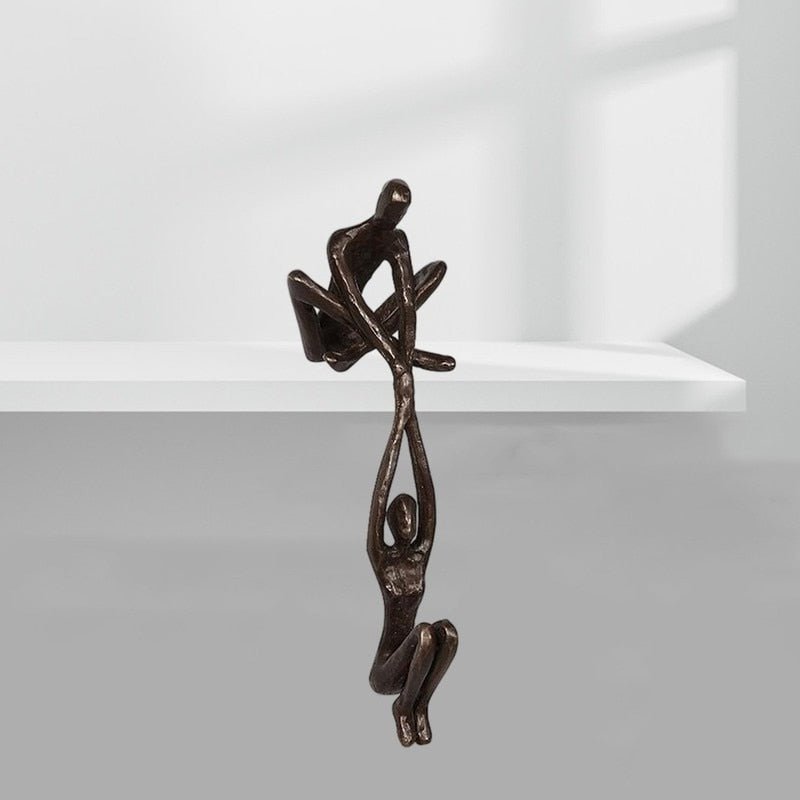 Ravik | Scultura a Doppio Cuore in Resina Polystone Matta Color Avorio per Console, Mensola e Comodino