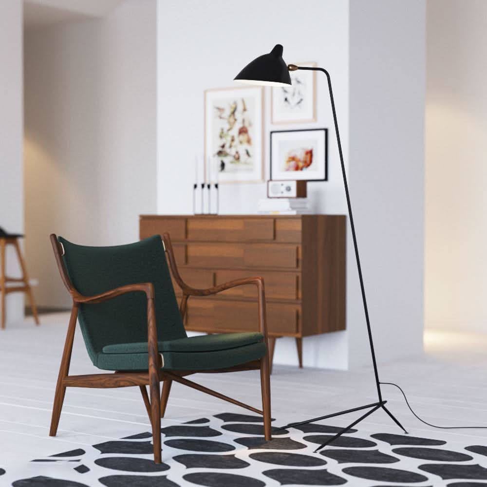 Lampada da Terra Moderna Nera per Soggiorno