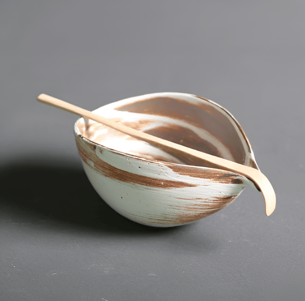 Gure | Set di Matcha Giapponese in Bambù Naturale e Ceramica con Chasen, Chashaku e Ciotola per Matcha