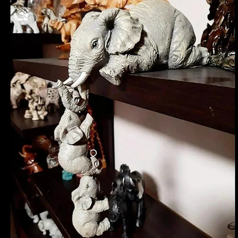 Orlienne | Trio di Figurine Elefante Zen in Resina Grigia Chiara per Interni Bohemien e Contemporanei