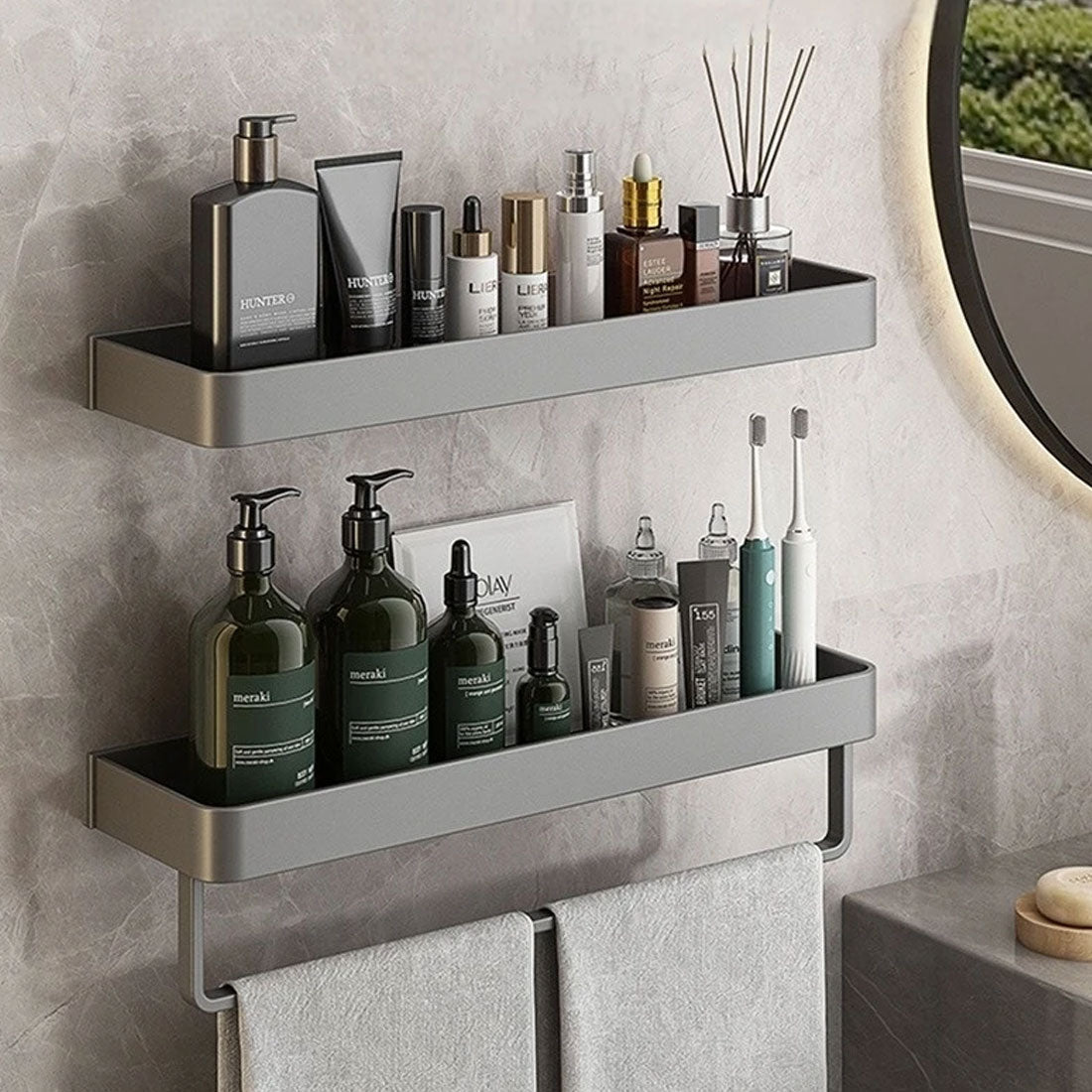 Mensole per bagno contemporanee ed eleganti in grigio